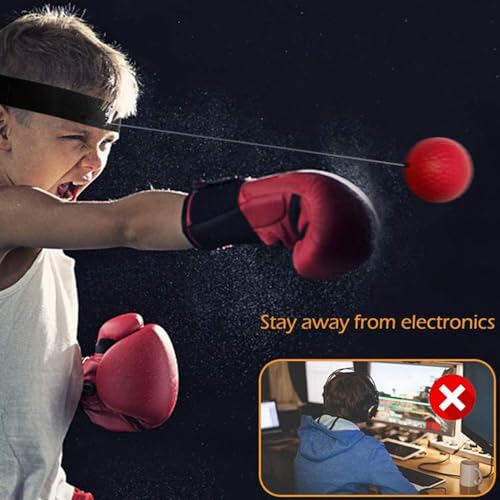 Boxing Reflex Ball Reaction Fitness | Boxing React Ball Headband for Bedroom Travel Dorm Gym Men Women Beginners Teens Professionals - color: four goals 1