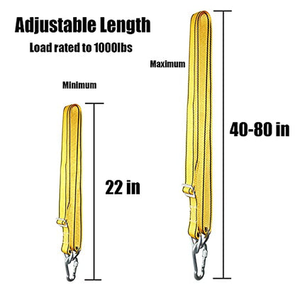 Heavy Duty Boxing Bag Hanger Strap Mount - Yellow, Supports Up to 1000lbs, Adjustable Length 40-80in, Reduces Noise, Ideal for Boxing, Muay Thai, MMA, Adults & Youth