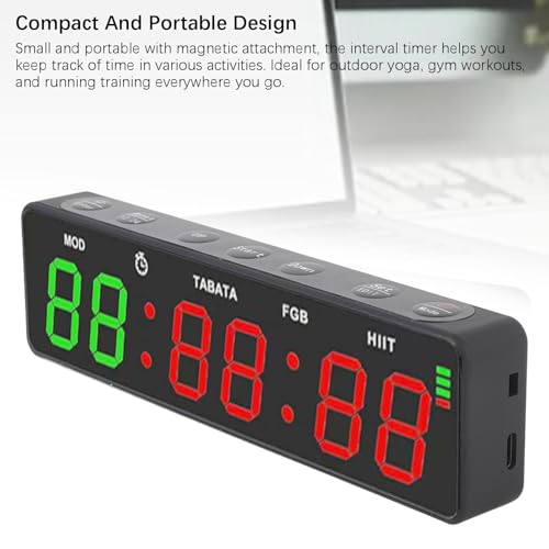 Portable Gym Timer Clock Magnetic Rechargeable Workout Interval Fitness Digital Timer with Stopwatch for Home Garage Boxing