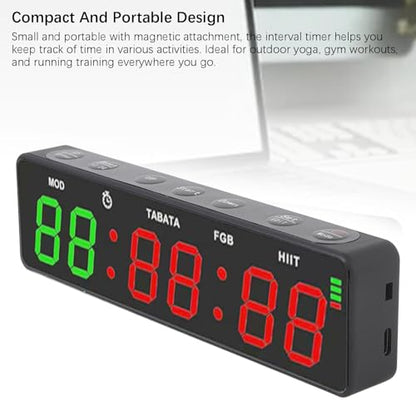 Portable Gym Timer Clock Magnetic Rechargeable Workout Interval Fitness Digital Timer with Stopwatch for Home Garage Boxing