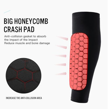 2 Pack Soccer Shin Guards Soccer Adult Kids, Anti-Collision Soccer Shin Guards for Kids Soccer Shin Pad with Honeycomb Pads, Shin Defender Shin Guard Sleeves - color: Blue, size: Medium