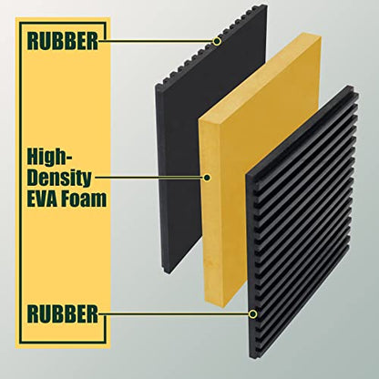 Flehomo Rubber Anti-Vibration Pads with EVA Foam Center, 4" x 4" x 7/8" Heavy Duty Isolator Pads for Air Conditioner, Air Compressor, Condenser Units, HVAC, Washer and Dryer, Pack of 4