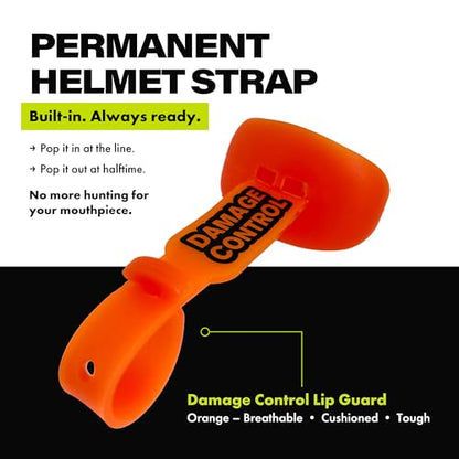 DAMAGE CONTROL Pacifier Football Mouth Guard – Permanent Strap – Orange - color: Orange