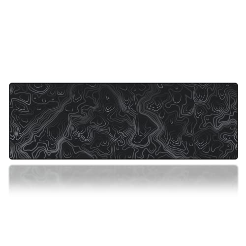 Gamer Boss - Gaming Mouse Pad - 36 x 12 Inches - 4mm Thick with Stitched Edges, Non-Slip Rubber Base, Premium Cloth Mousepad, Desk Mat for Laptop, Keyboard, Computer & PC (Extended, Topographic) - color: Topographic, size: 36" x 12"