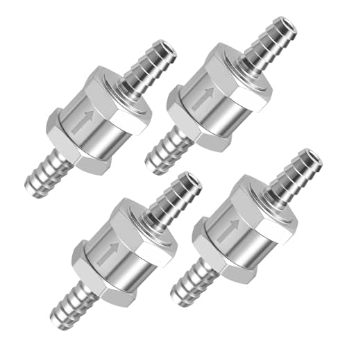 EVIL ENERGY 3/8" Fuel Check Valve One Way Inline Non Return Diesel Gasoline Silver (10mm OD, 4PCS) - color: Silver, size: 3/8