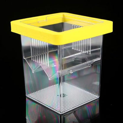 Breeder Box for Fish Tank, Aquarium Hatchery Nursery Box for Fry, Pregnant Fish, and Shrimp, Floating Isolation Tank with Suction Cups- Yellow