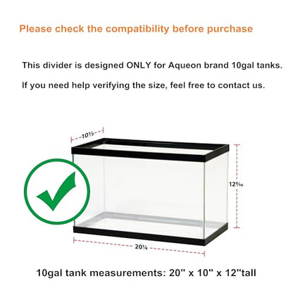 Acrylic Aquarium Divider Kit 5.5/10 / 20L / 20H / 29 / 40B / 55/75 / 125gal Fish Tank with Suction Cups (10gal) - size: 10gal Aqueon