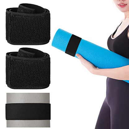 Honoson 4 Pcs Nylon Yoga Mat Strap Bungee Band for Mat Storage, Black