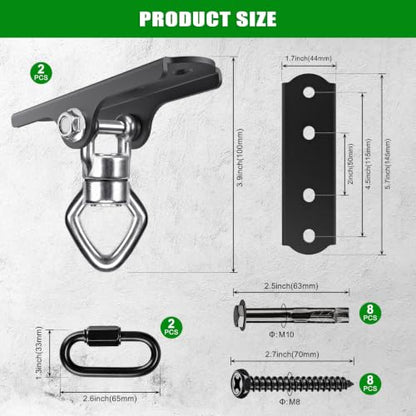2Pcs 360° Swivel Swing Hanger with Ball Bearing Swing Ceiling Mount Bracket - color: Ball Bearing 360° Swivel Diamond Hook ( 2 Pack )