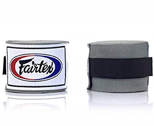 Fairtex HW2 Elastic Cotton Handwraps, 120' and 180" Full Length Hand Wraps-Many Colors - color: Gray, size: 180"