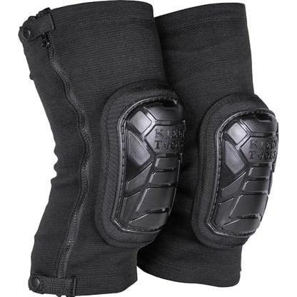 KLEIN TOOLS 60629 Tough-Flex Knee Sleeves for Work, Construction, Low-Profile Sleeve with Zipper, Gel-Like Foam, Black, M/L - size: M/L