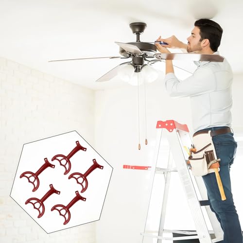 5 Pcs 52’’Ceiling Fan Blades Arms Replacement,Ceiling Fan Blades Arms Replacement Parts Mounting Bracket Kit for Replacing The Worn Fan Blades,Keep The Balance and Good Performance (Red) - color: Red