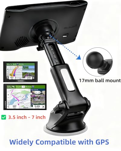 Replacement Suction Cup Car Mount for CarPlay Screen with Quick Extension Arm, Compatible with 7-11 Inch Portable Car Play Screens, Adjustable Dashboard Windshield in-Car Monitor Bracket Holder