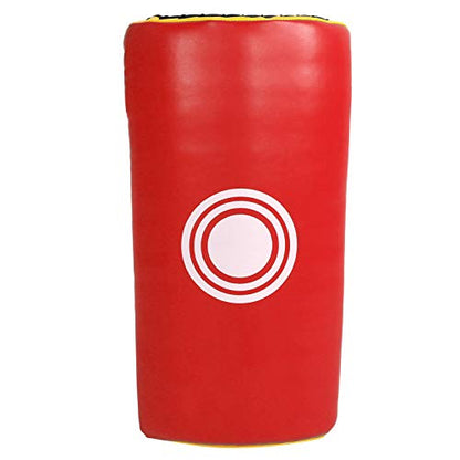 Taekwondo Block Target, Kickboxing Training Equipment, Curved Kick Pad with High - Density Sponge and PU Leather for Adults and Kids, Ergonomic Hand Guard for Martial - color: Red Yellow