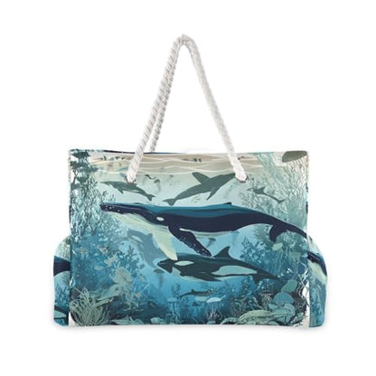 senya Large Beach Bags Totes Canvas Tote Shoulder Bag Soft Wave Water Resistant Bags for Gym Travel Daily Ocean - color: Marine Killer Whale