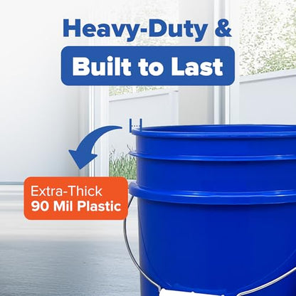 5 Gallon Bucket - Food Grade Bucket, Metal Handle Grip, BPA-Free, Heavy-Duty 90 Mil HDPE Plastic Pail, Stackable Utility Container, Made in USA, Lid Not Included, Blue, 12 Packs - color: Blue, size: 12 Packs