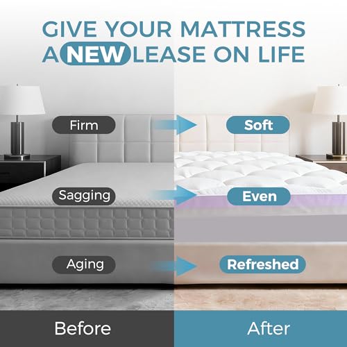4 Inch Dual Layer Mattress Topper Full Size, 2 Inch Cooling Gel Memory Foam and 2 Inch Soft Pillow Top Pad Cover, Mattress Pad for Back Pain Relief