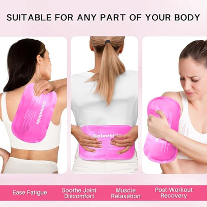 Ice Packs for Injuries Reusable Gel 2 Hot Cold Compress Therapy Pack - color: Hot Pink, size: Large 12 x 6 Inch