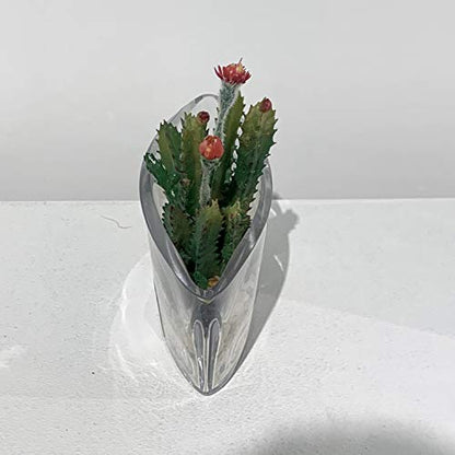 WGV Glass Candle Holder, Length 8.25", Width 2.5", Height 3", Clear Boat Floral Tea Light Pillar Container Planter Terrarium for Wedding Party Ceremony Event Office Home Decor 1 Piece - size: 8.25" Long