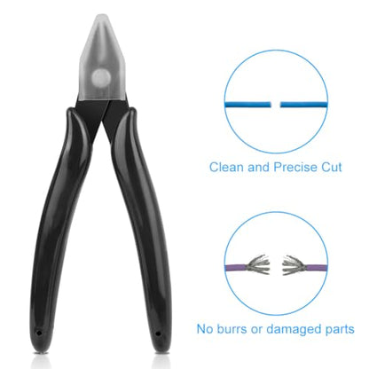 Ainiv Wire Cutters, 1PCS Spring-loaded Side Cutters Flush Cutters, Diagonal Cutters Precision Side Cutters, Diagonal Cutting Pliers in CRV Steel, Heavy Duty Cutting Pliers for Electrical, Homes - color: Black Wire Cutter-1pc, size: 1pc