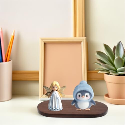Oval Wood Display Base Walnut Solid Wood Riser for Vase Teapot Snack Plate Display Stand Home Décor Accent 9x18x1cm for Figures and Appetizer Plates