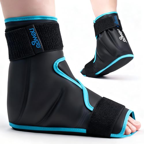 NEWGO Foot Ice Pack Wrap, Cold Compression for Plantar Fasciitis, Black | 360° Full Coverage Gel Ice Boot, Reusable For Heel & Ankle Pain, Swelling, Achilles Tendonitis, Sprains - color: Black