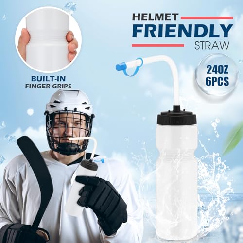 Lacrosse Water Bottles with Straw, for Hockey Football, White - color: White