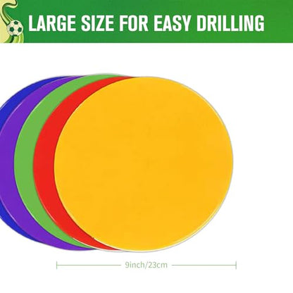 9 Inch Non Slip Rubber Agility Markers,Flat Field Cones Floor Dots for Soccer Basketball Sports Speed Agility Training and Drills(5Pcs,with Net Bag)