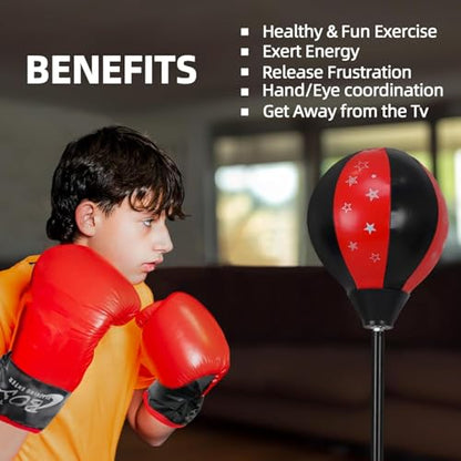 Elevon Punching Bag with Stand, Ajustable Height Punch Bag Stand with Gloves, Easy to Assemble Sports Training, 4ft x 12" – Multiple