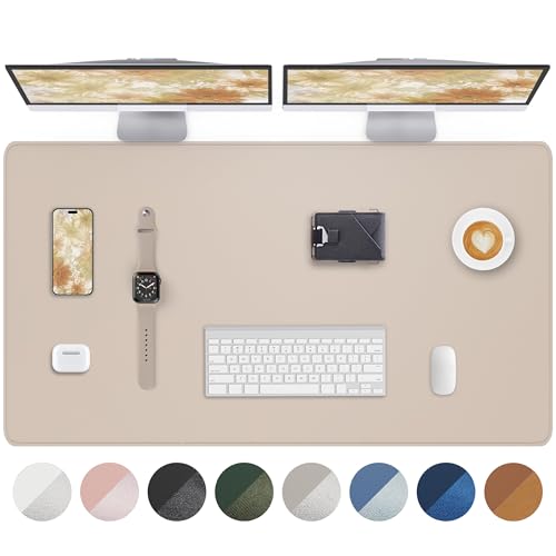 AFIING Extra Large Desk Mat - 48"x 24" Non-Slip PU Leather Desk Pad for Office and Home - Ideal for Large Mouse Pad and Desk Mats on Top of Desks (Beige) - color: Beige, size: 48" x 24"