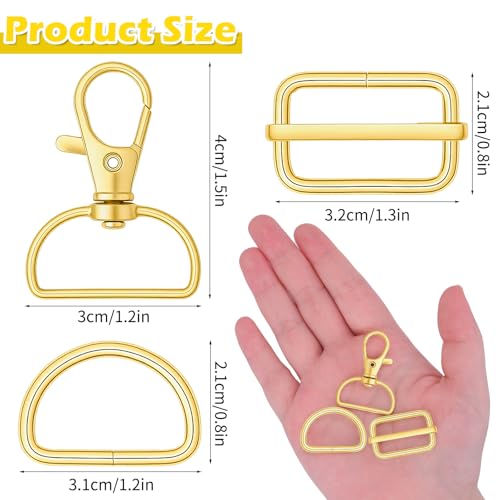 Hysagtek 60 Pcs Purse Hardware for Bag Making - Swivel Snap Hooks, D Ring, Slide Buckle, Bag Hardware Supplies for Handbag Fasteners, Strap, Backpack DIY Craft Accessories, 1 Inch, Gold - color: Gold
