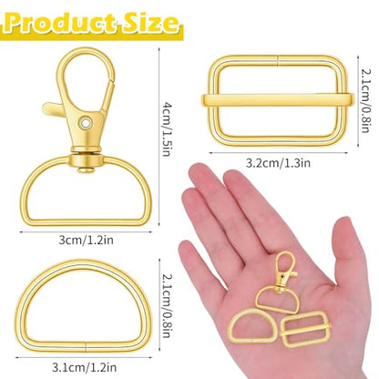 Hysagtek 60 Pcs Purse Hardware for Bag Making - Swivel Snap Hooks, D Ring, Slide Buckle, Bag Hardware Supplies for Handbag Fasteners, Strap, Backpack DIY Craft Accessories, 1 Inch, Gold - color: Gold