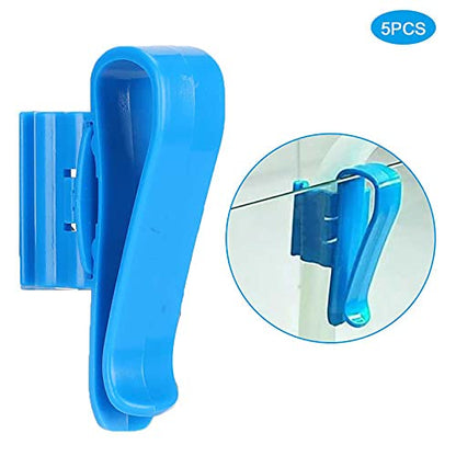Alomejor Water Pipe Fixing, 5Pcs Plastic Aquarium Clamps for 8-16mm Pipes, Movable Water Change Tool Holder for Fish Bucket (Blue)
