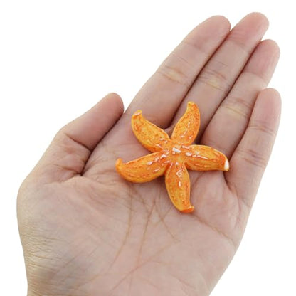 Polyresin Artificial Mini Starfish Decoration 1.7"x1.8" for Fish Tank Aquarium Landscape Decoration-2 pcs(Orange)