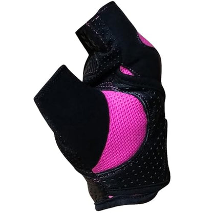 Meister Women's Fit Grip Weight Lifting Gloves w/Washable Amara Leather - color: Black / Pink, size: Medium