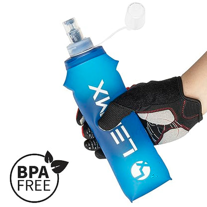 LERMX Quick Grip Chill 17 oz / 500ml TPU soft Flask Water Bottle Hydration Pack BPA-Free Running Flask for Hydration Pack, for Running Hiking Cycling Climbing-2PCS