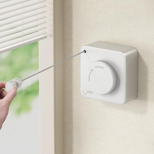 MUSTORN Retractable Clothesline Indoor, Non-Sagging Outdoor Clothes Line Retracting Heavy Duty Clothes Drying Laundry Line Wall Mounted Stainless Steel Line-15.1 Feets(Square-White) - color: White, size: Square