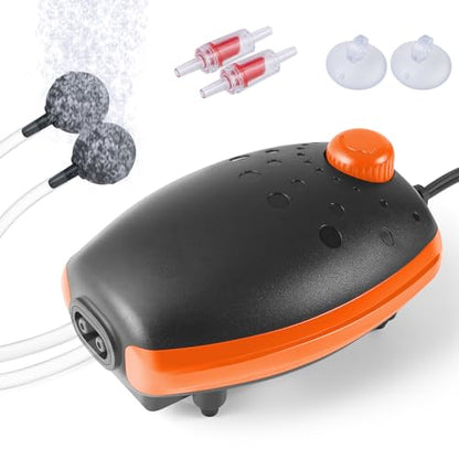 3W 80GPH Adjustable Aquarium Air Pump, Upgrade Quiet Oxygen Pump, Powerful Air Aerator for Fish Tank up to 120 Gallon