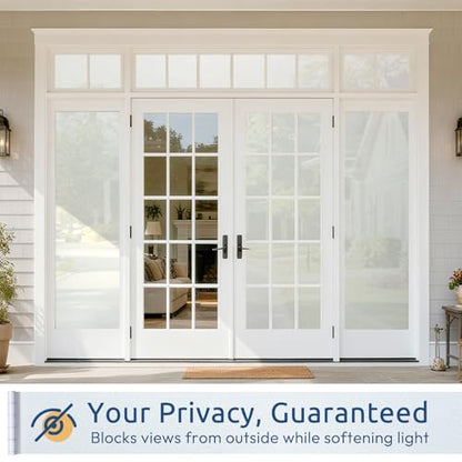 rabbitgoo Frosted Glass Window Privacy Film, No Glue, Anti-Glare Heat Blocking, Easy to Install, Renter Friendly Removable Opaque Bathroom Window Clings for Glass, 17.5" x 78.7" - color: Frosted White, size: 17.5" X 78.7"