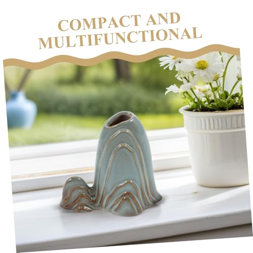 IMIKEYA Ceramic Mini Mountain Figurine Calligraphy Brush Holder Aquarium Unique Faux Mountain Design for Zen Garden Micro Landscape Accessories Multiuse Decorative Tabletop