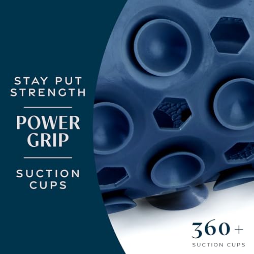 SlipX Solutions Power Grip Bathtub Safety Mat | Precision Grip Technology for Longer, Stronger, & Softer Wet Surface Protection | Navy 39"x16" - color: Navy