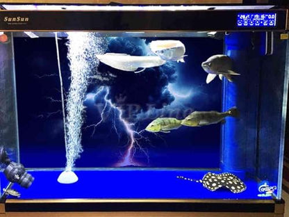 VIP. LINE Lightning Cloud Aquarium Background Poster PVC Self Adhesive Vivid Underwater Scene Decoration Landscape of Fish Tanks, Reptile Habitat Tanks (48" x 30"/ 122 x 76cm) - size: 48" x 30"/ 122 x 76cm