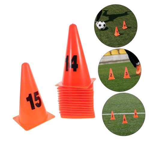 Toyvian 15pcs Plastic Numbered Training Cones Soccer Agility Markers for Basketball and Sports Practice Lightweight and Portable Numerical Identification for Drill Management