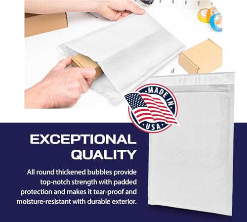 200-Pack Waterproof Poly Bubble Mailers 8.5 x 12 - Thick, Durable, Instant Seal Envelopes with Strong Adhesive - Pacron Protective Shipping Mailers for Jewelry, Cosmetics, SD Cards, USB Cables - size: 8.5 x 12 | 200 Pack