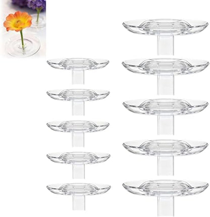 10PCS Floating Floral Arrangement Holder, Innovative Floating Flower Display Stand, Clear Acrylic Floating Flower Bowl Stem Holder for Fish Tanks Table Hom Decor,(5PCS Small and 5 PCS Large)