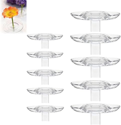 10PCS Floating Floral Arrangement Holder, Innovative Floating Flower Display Stand, Clear Acrylic Floating Flower Bowl Stem Holder for Fish Tanks Table Hom Decor,(5PCS Small and 5 PCS Large)