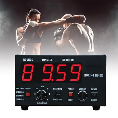 Boxing Interval Timer Professional Gym Interval Timer w/LED Display Portable Boxing Timer w/Adjustable Sound&Stopwatch Selectable Training Time&Cycle Repetitions (Red) - color: Red