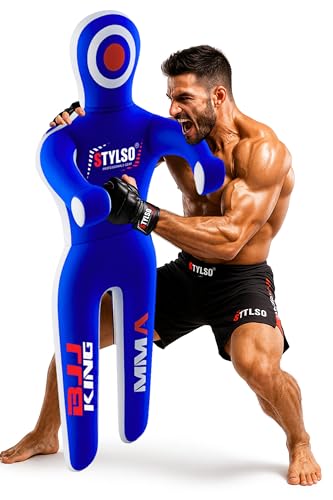 Unfilled Grappling Dummy – Adult Life Size Wrestling & BJJ Training Dummy, MMA Jiu Jitsu Judo Takedown & Throwing Practice, Heavy-Duty Triple-Stitched Canvas Submission Dummy - color: Blue, size: 6ft / 72"