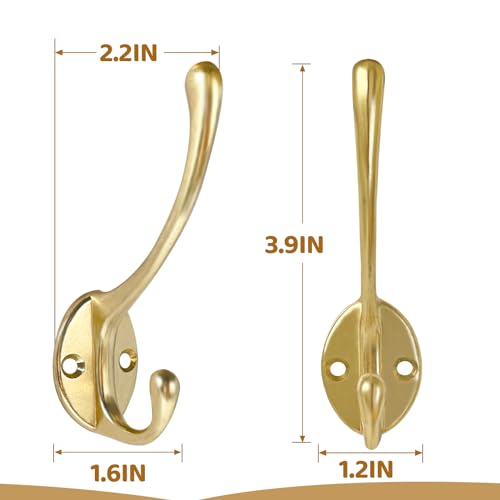 Wall Hooks for Hanging, 20-Pack Heavy Duty Metal Coat Hooks, for Living Room, Bathroom, Kitchen, Bedroom for Towel, Hat, Key, Closet, Bag (Gold) - color: 20pcs-Gold
