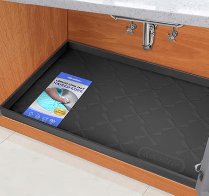 31" x 22" Under Sink Mat Waterproof, Silicone Mat Kitchen Drawer Shelf and Cabinet Liner, Sink Protector for Kitchen Organizers and Storage, Boot Tray Pet Food Mats
